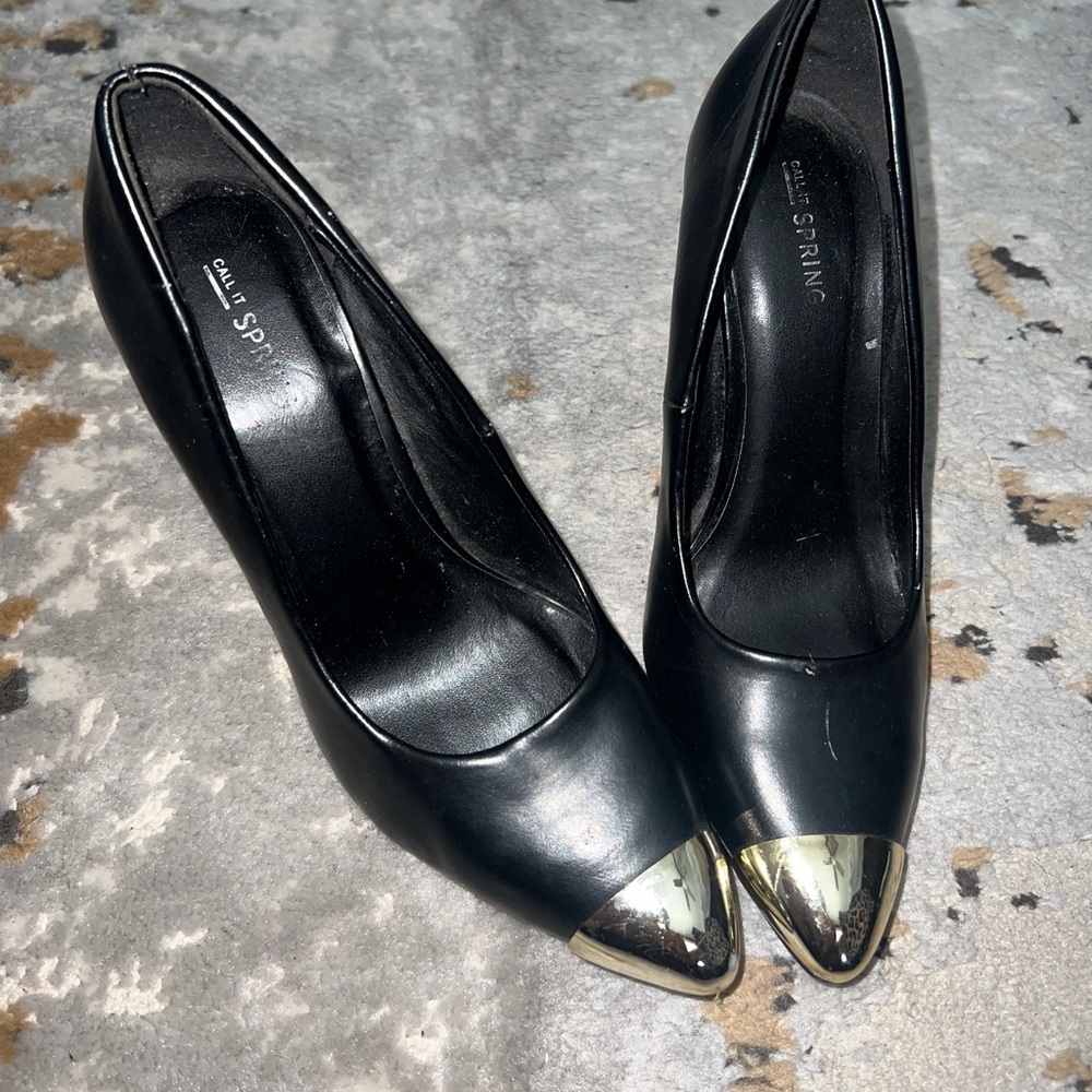 Gold Toe Black Heels